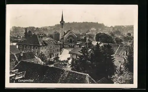 AK Langenthal, Ortsansicht mit Kirche