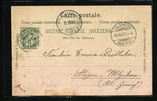 Lithographie Solothurn, Einsiedelei im Mondschein