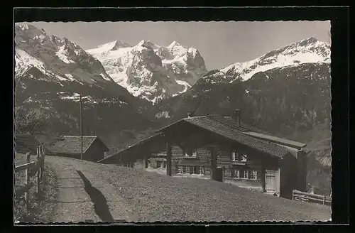 AK Goldern, Ortspartie mit Alpen