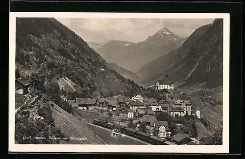 AK Wassen, Gotthardbahn mit Windgälle