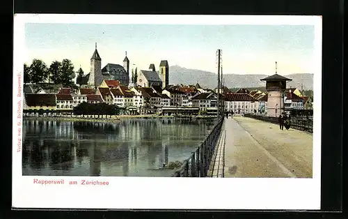 AK Rapperswil, Ortspartie mit Zürichsee
