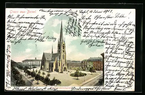 AK Basel, Blick auf Matthäuskirchplatz