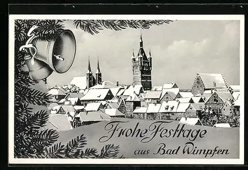 AK Bad Wimpfen, Ortsansicht im Schnee
