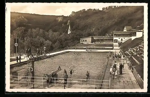 AK Blaubeuren, Freischwimmbad mit Badegästen