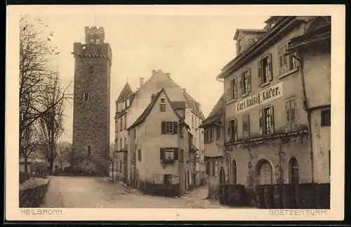 AK Heilbronn, Strasseneck am Goetzenturm