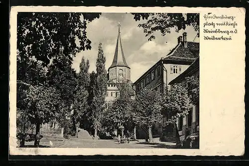 AK Weinsberg a. d. Weibertreu, Hindenburgplatz mit Kirche