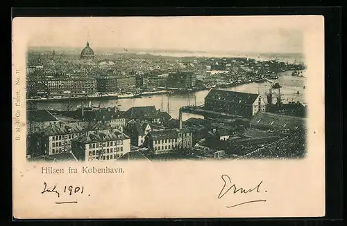 AK Kopenhagen, Ortsansicht aus der Vogelschau