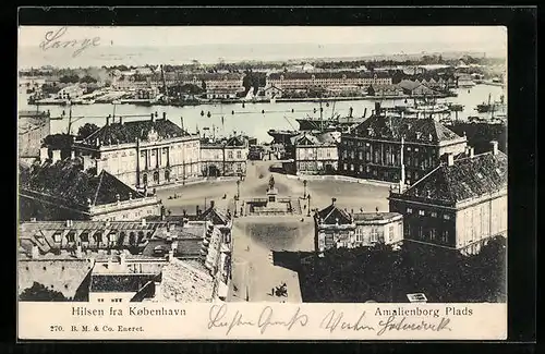 AK Kopenhagen, Amalienborgplatz aus der Vogelschau