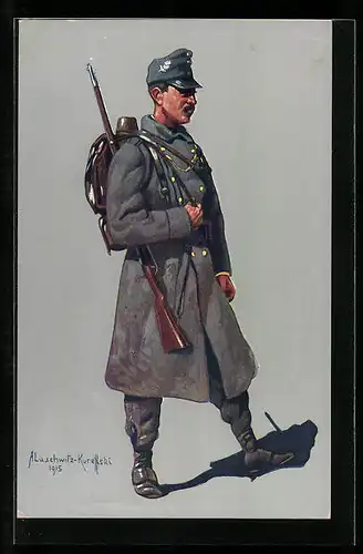 Künstler-AK Tyroler Kaiserjäger in Felduniform