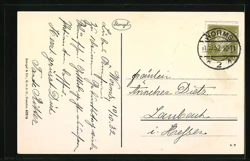 AK Worms a. Rh., Gymnasium mit Strasse