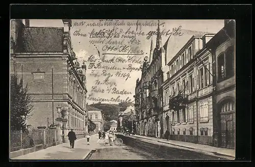 AK Lahr i. B., Luisenstrasse mit Postamt