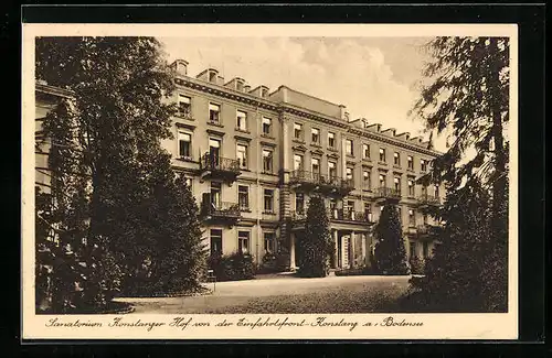 AK Konstanz /Bodensee, Sanatorium Konstanzer Hof von der Einfahrtsfront