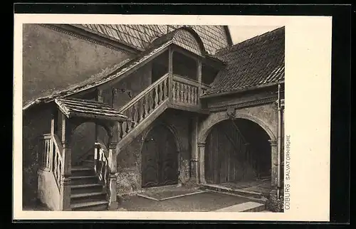 AK Coburg, Salvatorkirche, Treppenaufgang und Toreingänge