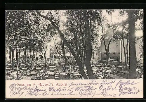 AK Berlin-Kreuzberg, Gasthaus F. Happoldts Brauerei, Gartenansicht