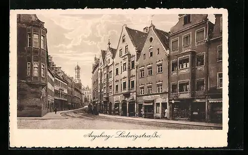 AK Augsburg, Blick in die Ludwigstrasse