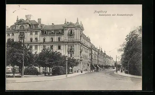 AK Augsburg, Kaiserplatz mit Bismarckstrasse