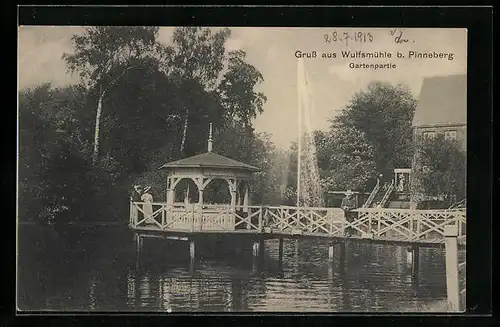 AK Pinneberg, Gasthaus Wulfsmühle, Gartenpartie