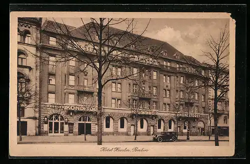 AK Berlin-Charlottenburg, Hotel und Konditorei Hessler Markus Friediger, Kantstrasse 165-66