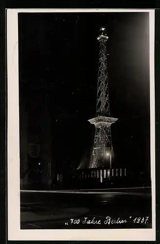 AK Berlin-Charlottenburg, Der Funkturm bei Nacht