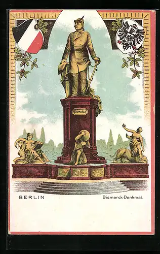 Lithographie Berlin-Tiergarten, Am Bismarck-Denkmal