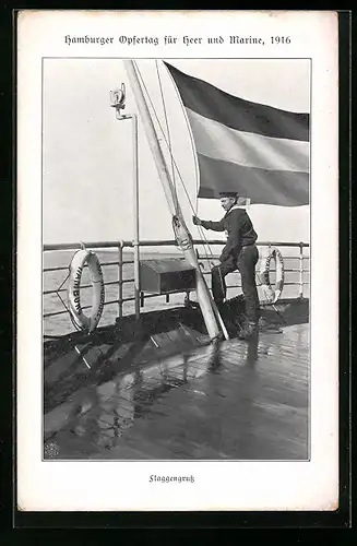 AK Matrose der kaiserlichen Marine beim Flaggengruss