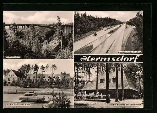 AK Hermsdorf /Thür., HO-Raststätte Teufelstalbrücke, Rasthof Hermsdorfer Kreuz