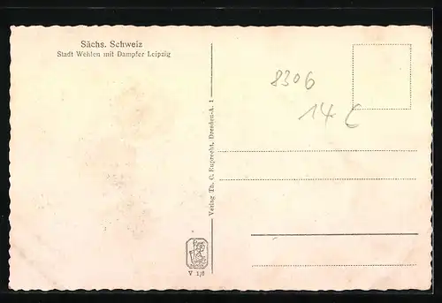 AK Stadt Wehlen, Dampfer Leipzig, Teilansicht