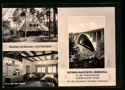 AK Hermsdorf /Thür., Mitropa-Raststätte Teufelstal an der Teufelstalbrücke