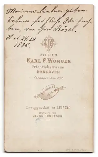 Fotografie Karl F. Wunder, Hannover, junge Rot Kreuz Krankenschwester Rösel in Dienstuniform, 1896