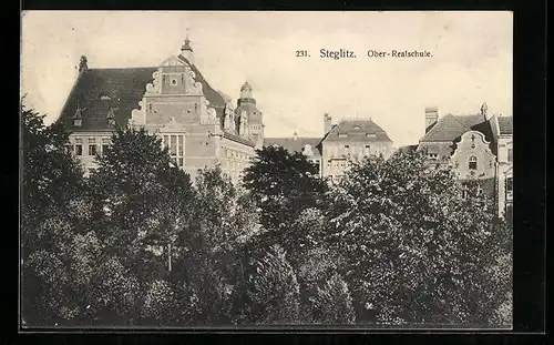 AK Berlin-Steglitz, Blick zur Ober-Realschule