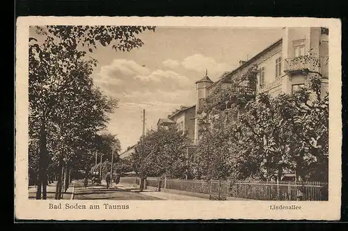 AK Bad Soden a. Taunus, Blick in die Lindenallee