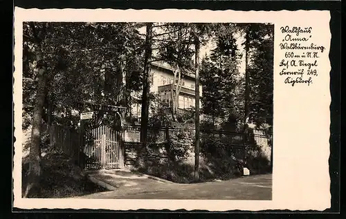 AK Waldbärenburg bei Kipsdorf /Sa., Gasthof Waldhaus Anna A. Siegel, Strassenansicht mit Tor