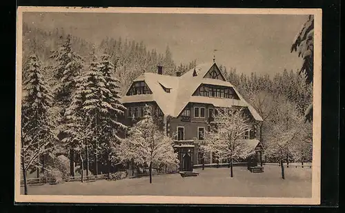 AK Waldbärenburg-Kipsdorf /Sa., Erzgebirgs-Heim der Ferienheime für Handel u. Industrie im Winter