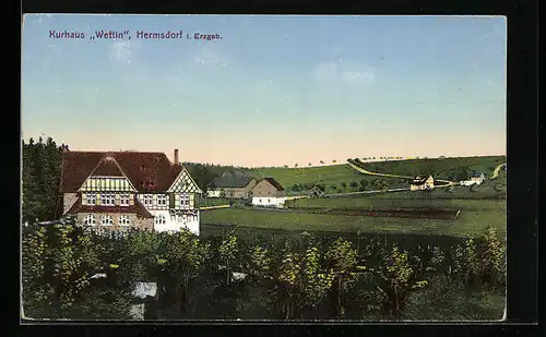 AK Hermsdorf /Erzgeb., Hotel-Pension Kurhaus Wettin Richard Rehn mit Umgebung