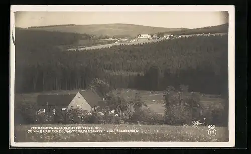 AK Hermsdorf /Erzgeb., Pension Fremdenhof Zollhaus Cl. Geissler aus der Vogelschau