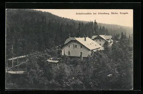 AK Altenberg /Sa., Schellermühle aus der Vogelschau