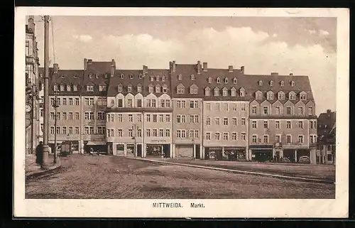 AK Mittweida, Markt mit Geschäften