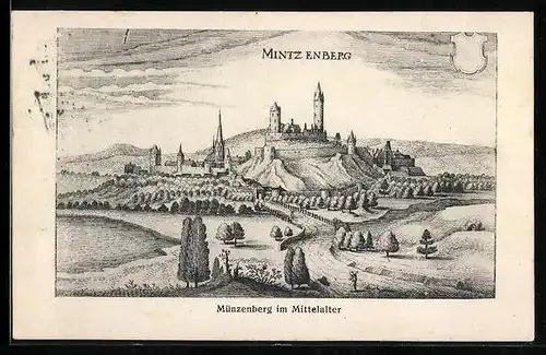 AK Münzenberg, Totalansicht im Mittelalter
