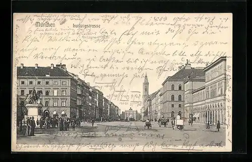 AK München, Blick in die Ludwigstrasse