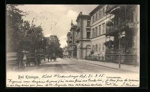 AK Bad Kissingen, Kurhausstrasse mit Kutschen
