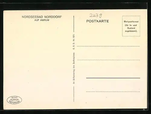 AK Norddorf a. Amrum, Dorfstrasse mit Bäumen