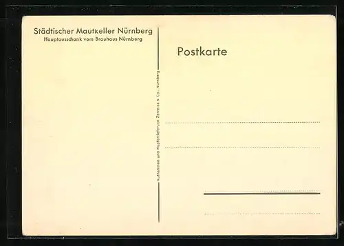 AK Nürnberg, Gasthaus Städtischer Mautkeller, Innenansicht