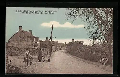 AK Lombron, Carrefour de la Croix et arrivée par La Chapelle-Saint-Rémy