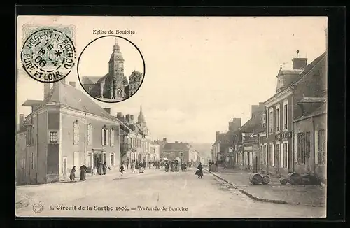 AK Bouloire, Traversée de Bouloire, Circuit de la Sarthe 1906, l`Eglise
