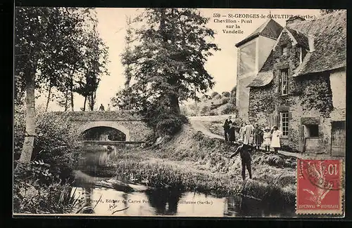 AK St-Georges-le-Gaultier, Chevillon, Pont sur la Vandelle