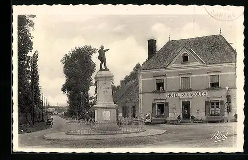 AK Thorigne-sur-Due, Le Monument et Route de Connerré