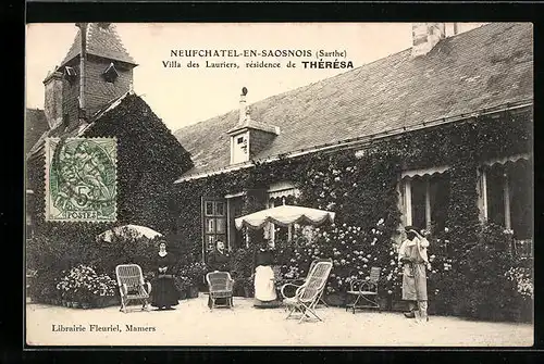 AK Neufchatel-en-Saosnois, Villa des Lauriers, résidence de Thérésa