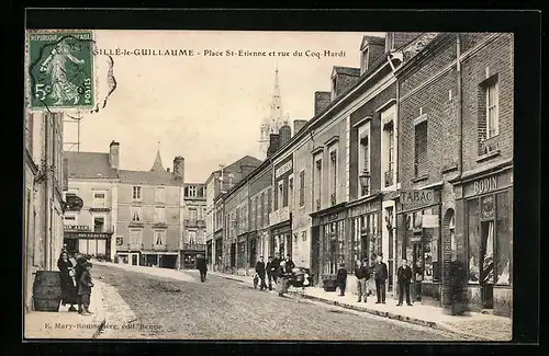 AK Sillé-le-Guillaume, Place St-Etienne et rue du Coq-Hardi
