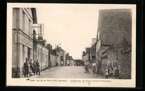 AK Sillé-le-Philippe, Le Bureau de Poste et Rue Principale, Ortspartie