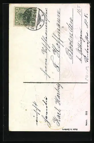 Präge-AK Mädchen nennt dem Weihnachtsmann ihre Wünsche